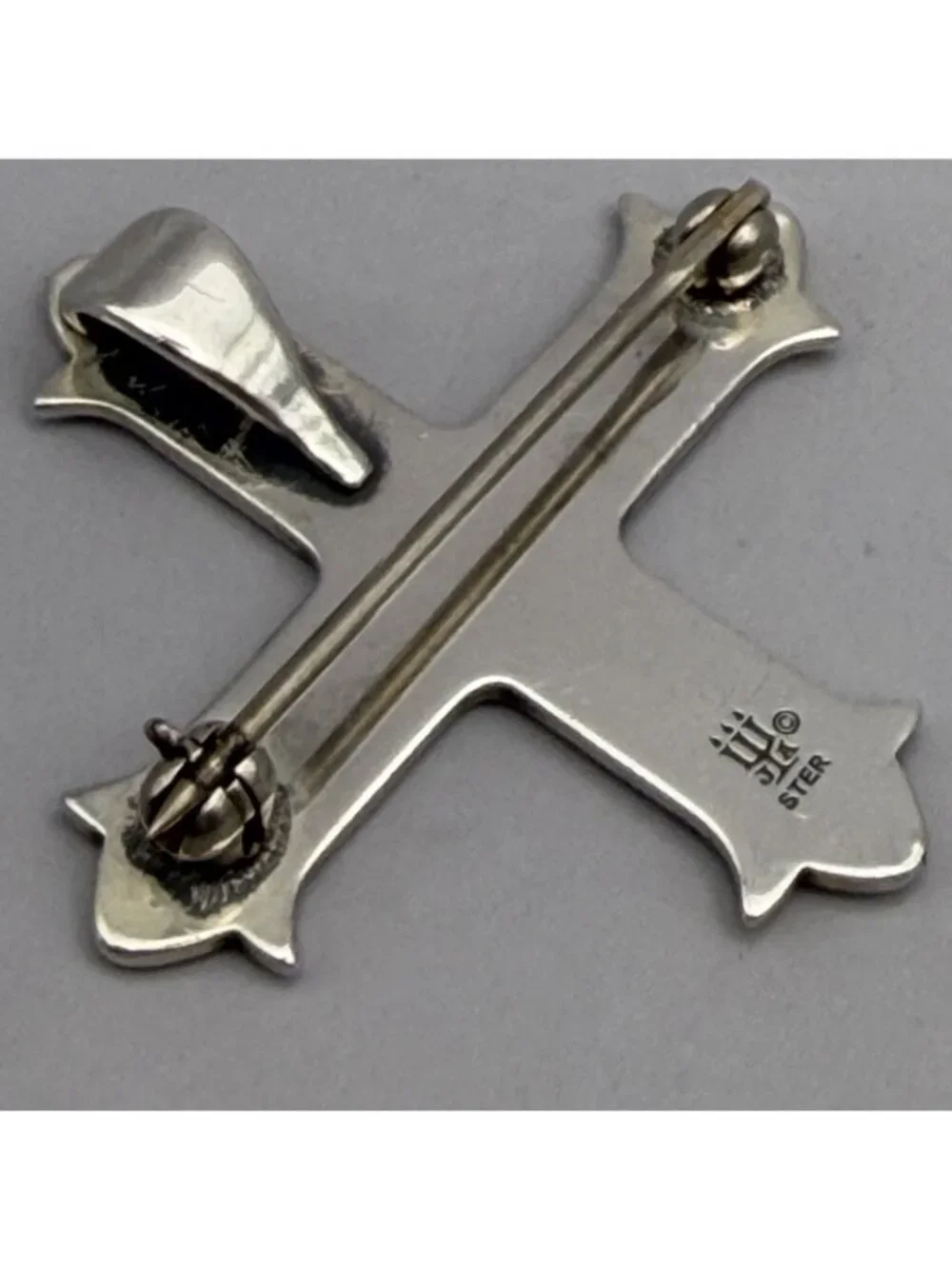 James Avery Cross Brooch Pendant Convertible Sterling Silver Latin Motto Etched